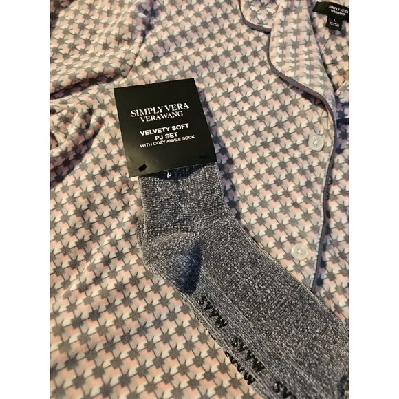 Simply Vera Two-piece Pink & Gray Warm Fleece Pajama Set Women's L New - Picture 2 of 6